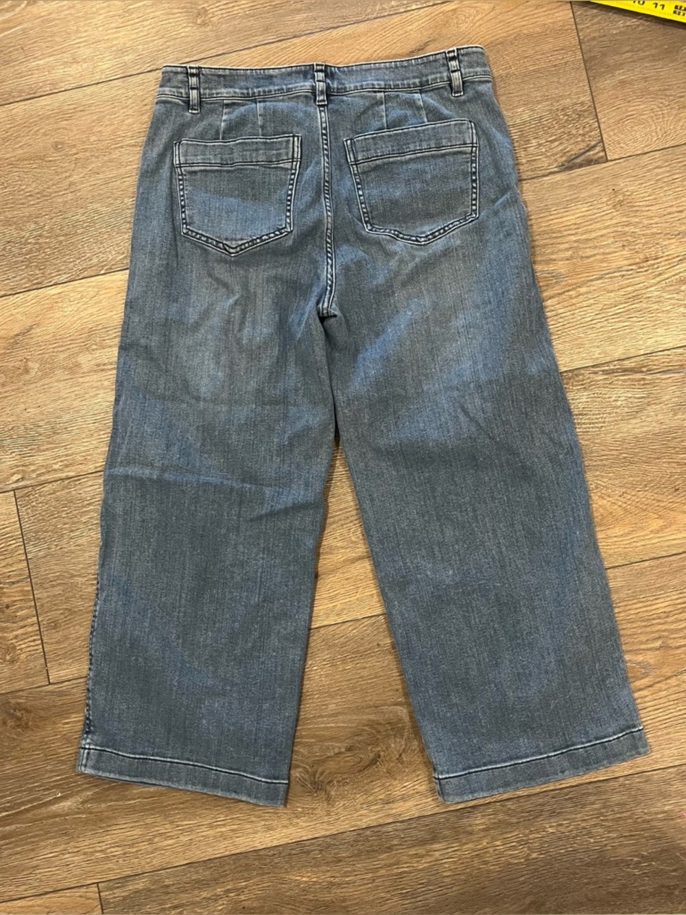 J.Jill Cropped Jeans Women Size 6 Blue Denim Stretch Wide leg Relaxed Fit - Picture 4 of 7